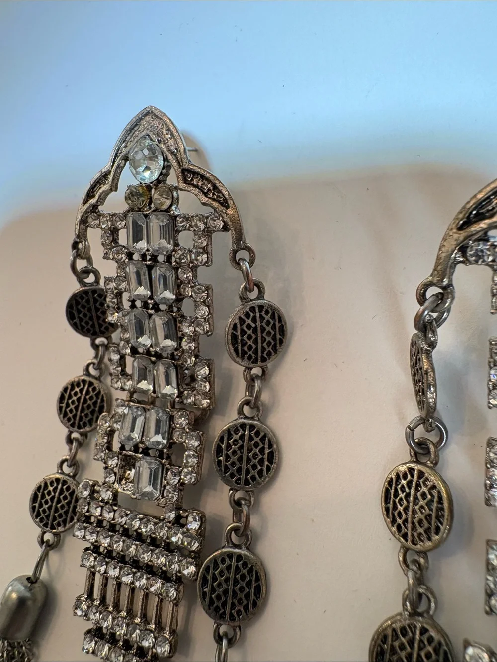 Silver Chandelier Tassel Drop Earrings - Unbranded